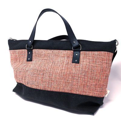 Bolso Shopper en tonos rojo y naranja combinado con gris antracita