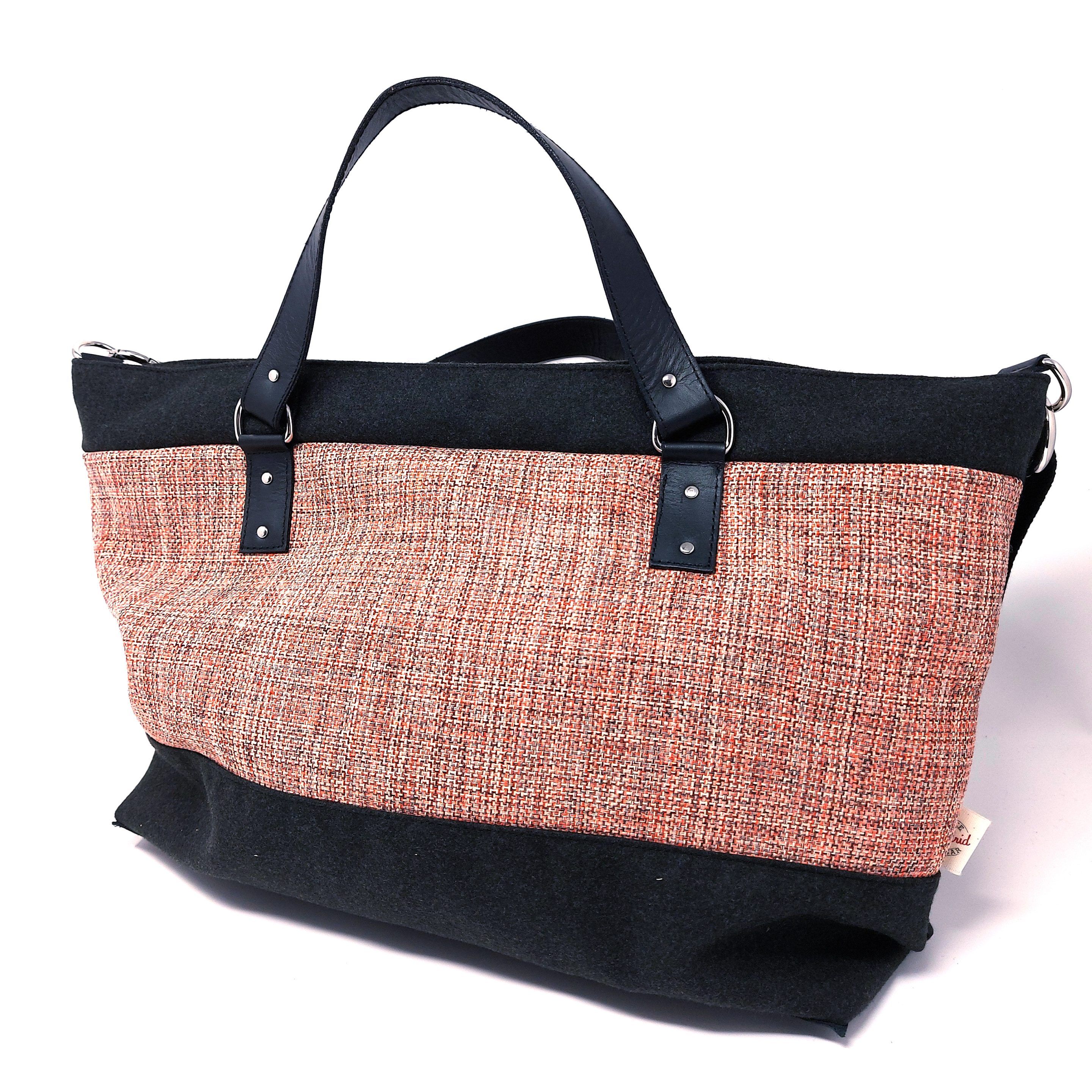 Bolso Shopper en tonos rojo y naranja combinado con gris antracita